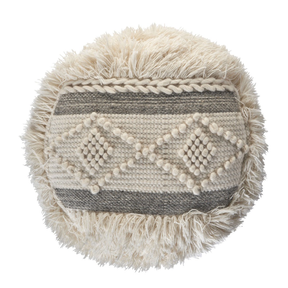 Cream Wool Ottoman By Homeroots | Ottomans | Modishstore - 4
