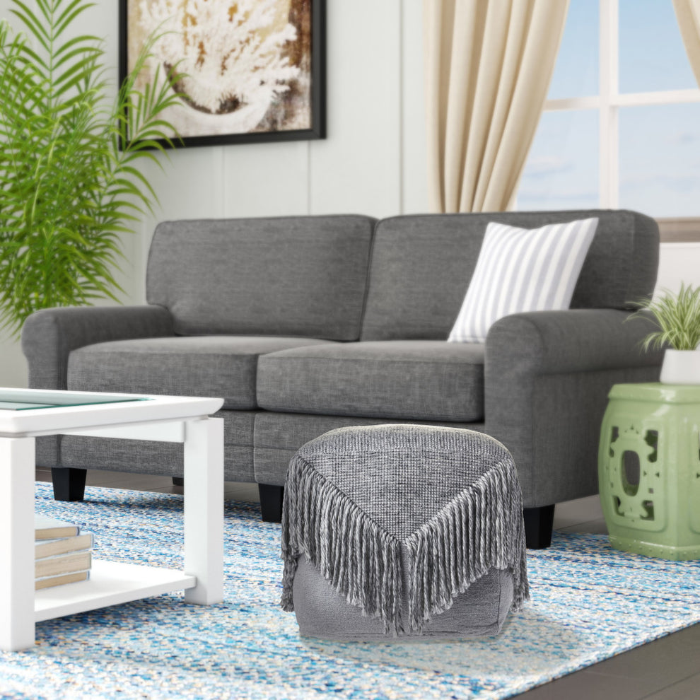 Gray Wool Ottoman By Homeroots | Ottomans | Modishstore - 2