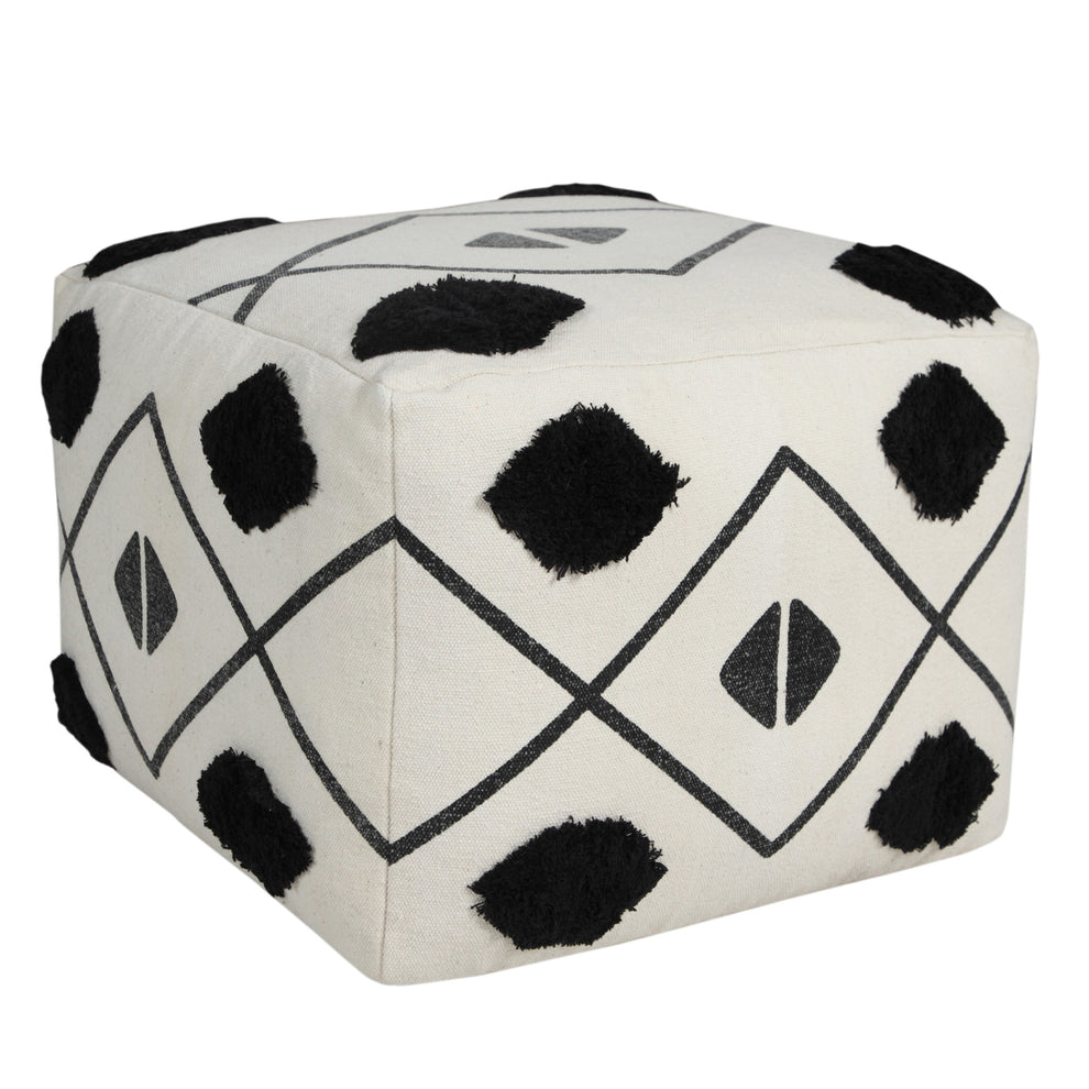 White 100% Cotton Ottoman By Homeroots | Ottomans | Modishstore - 3
