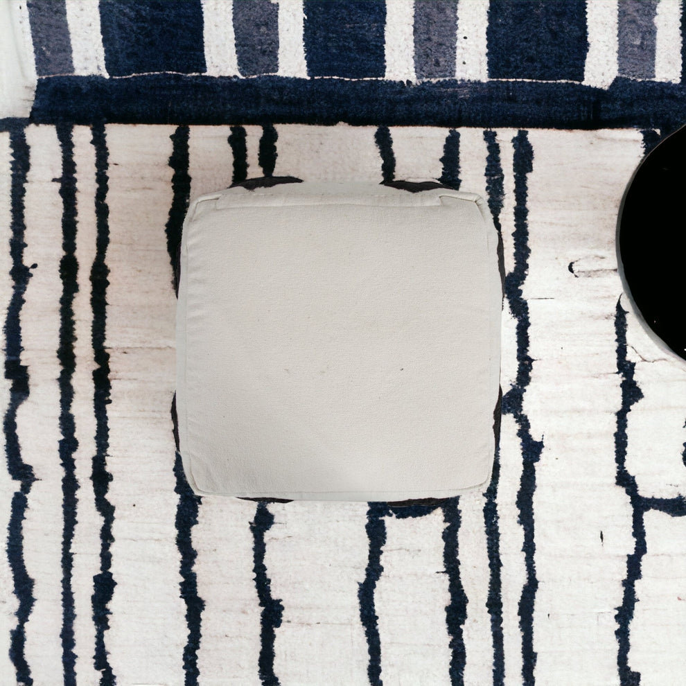 White 100% Cotton Ottoman By Homeroots | Ottomans | Modishstore - 2