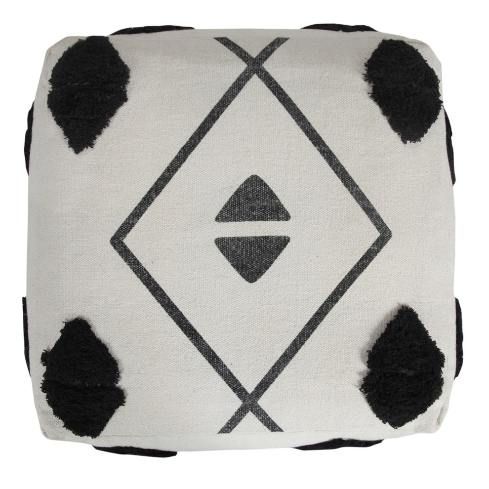 White 100% Cotton Ottoman By Homeroots | Ottomans | Modishstore - 4