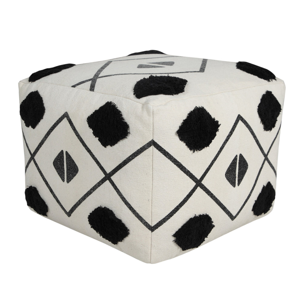 White 100% Cotton Ottoman By Homeroots | Ottomans | Modishstore - 5