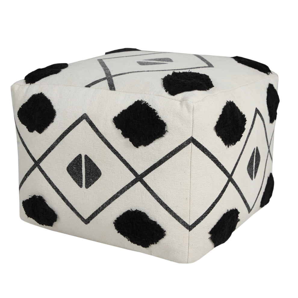 White 100% Cotton Ottoman By Homeroots | Ottomans | Modishstore - 6
