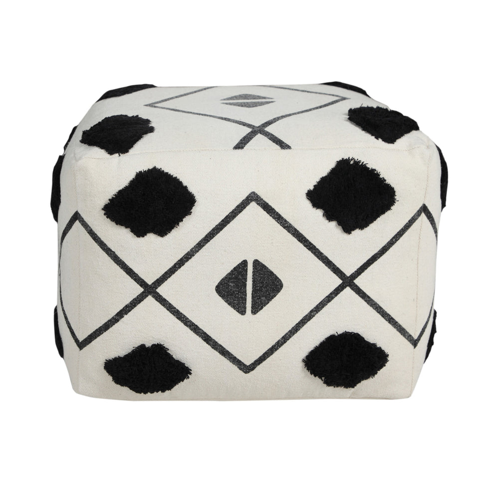 White 100% Cotton Ottoman By Homeroots | Ottomans | Modishstore - 7