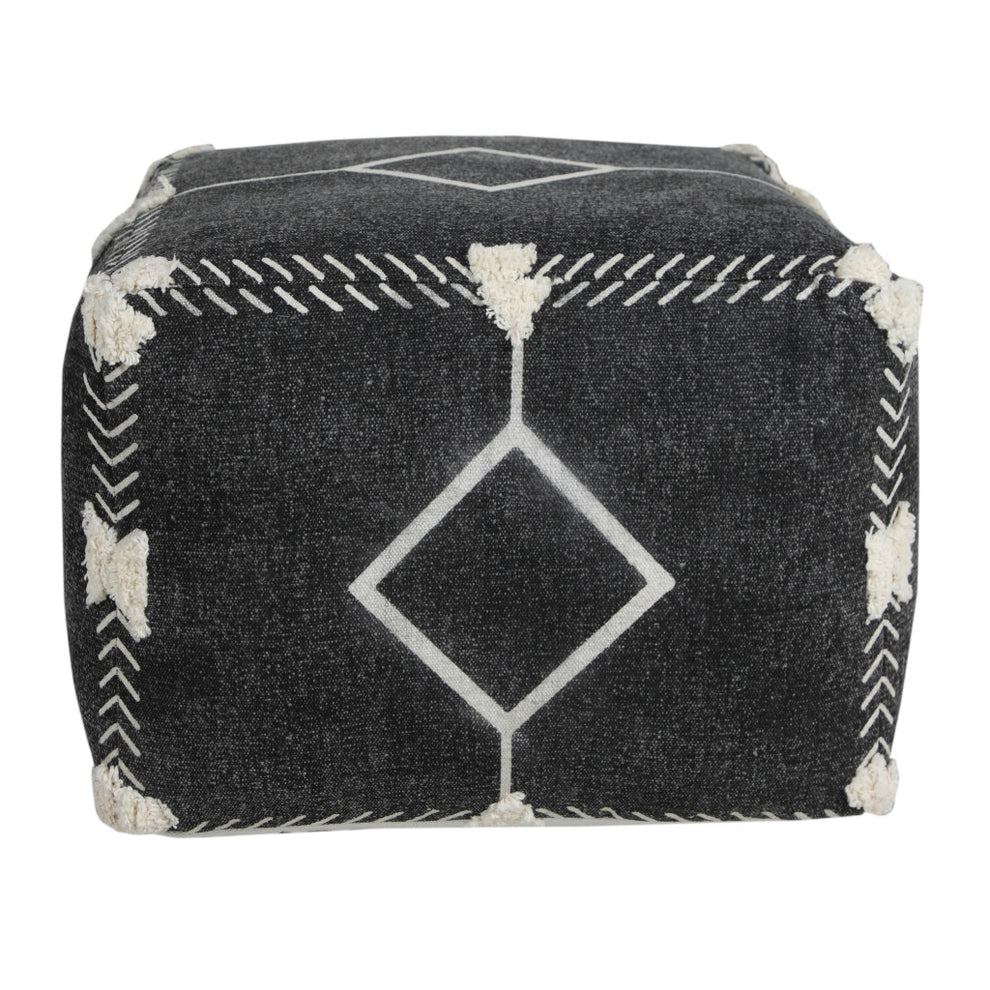 Black 100% Cotton Ottoman By Homeroots | Ottomans | Modishstore - 7