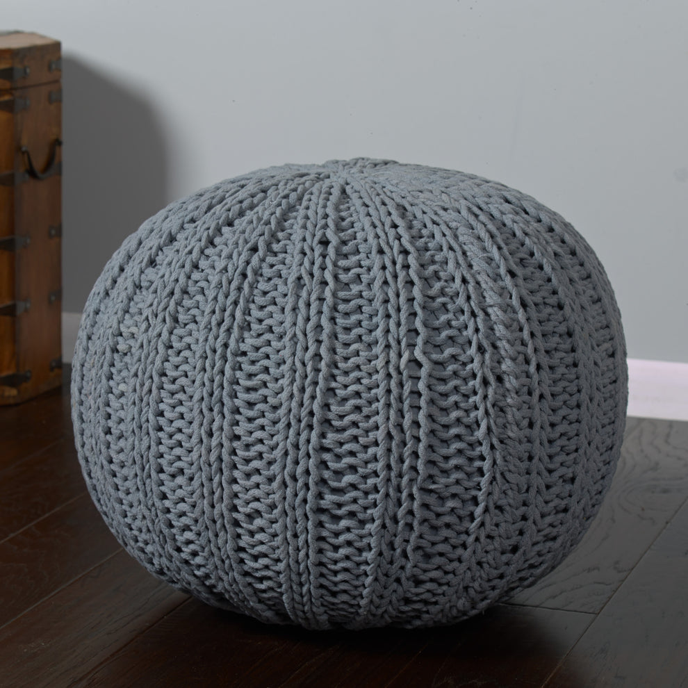 Gray 100% Cotton Ottoman By Homeroots | Ottomans | Modishstore - 5