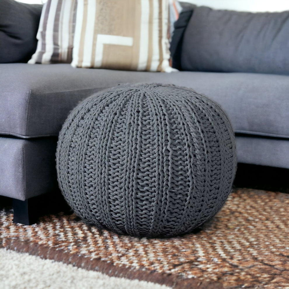 Gray 100% Cotton Ottoman By Homeroots | Ottomans | Modishstore - 2