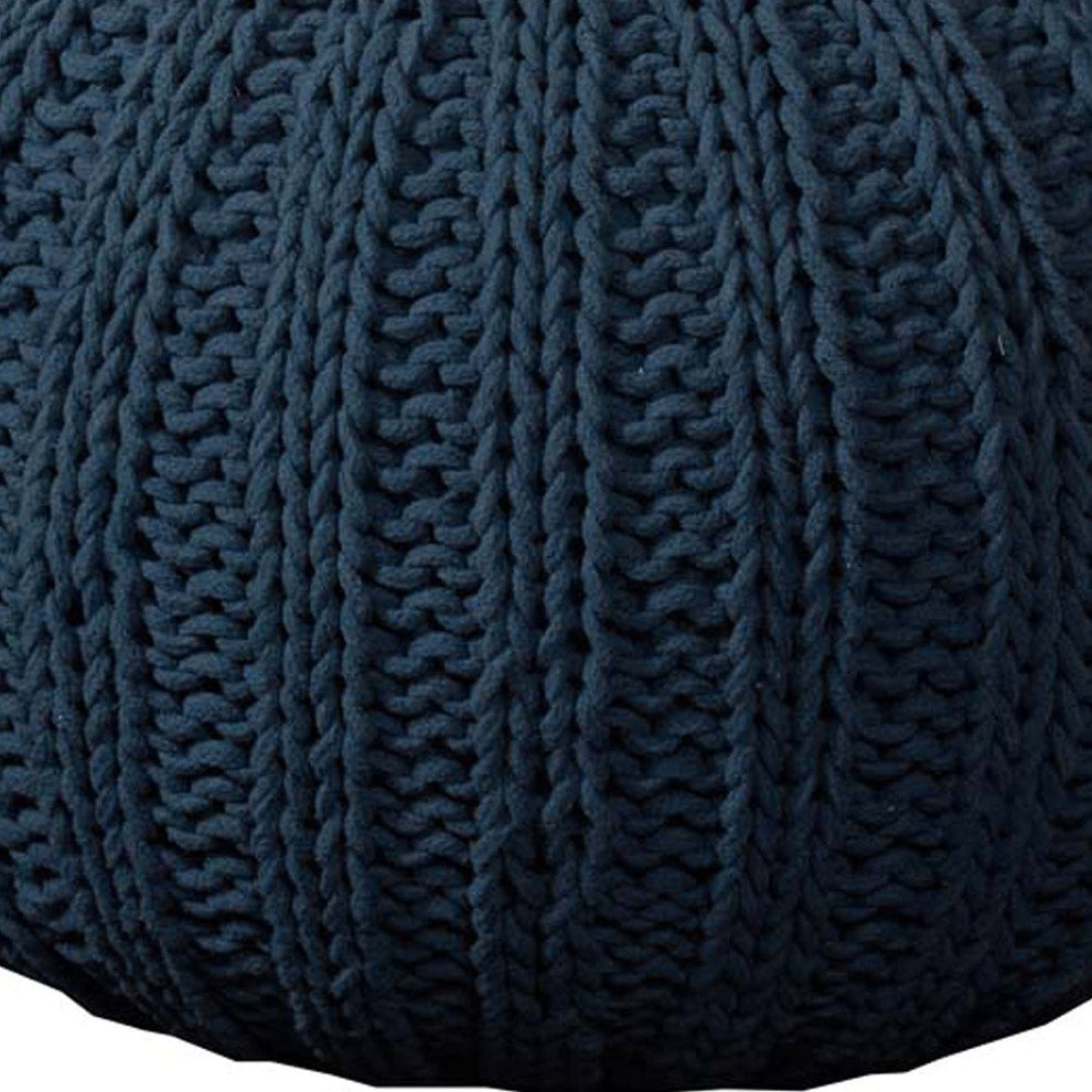 Blue 100% Cotton Ottoman By Homeroots | Ottomans | Modishstore - 3