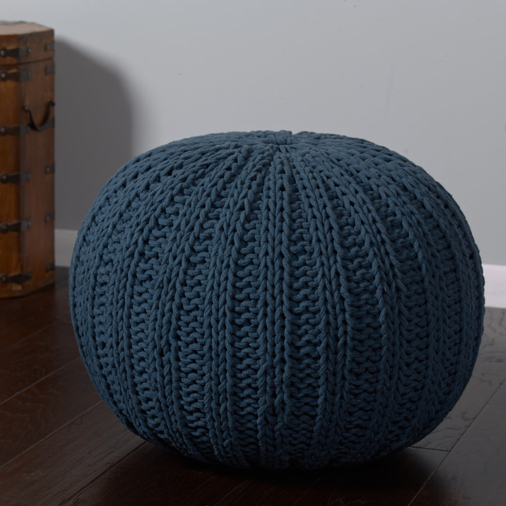 Blue 100% Cotton Ottoman By Homeroots | Ottomans | Modishstore - 5