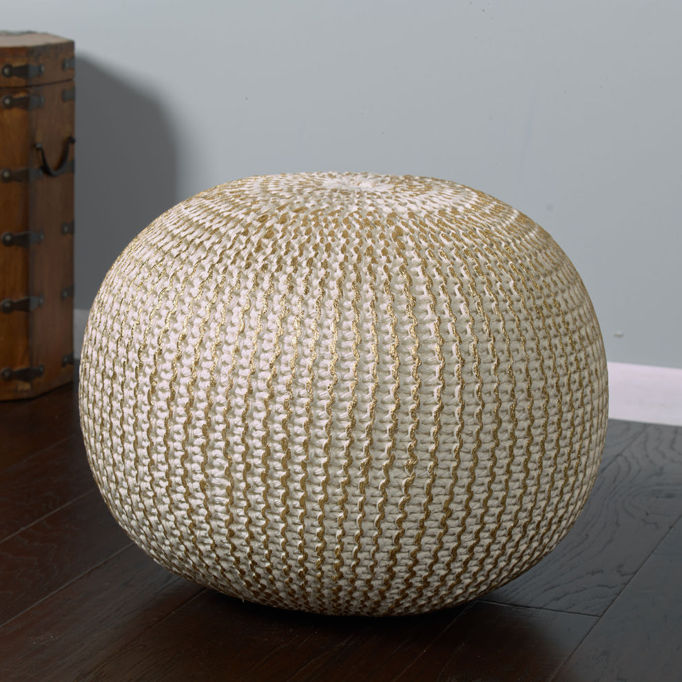 Gold 100% Cotton Ottoman By Homeroots | Ottomans | Modishstore - 3