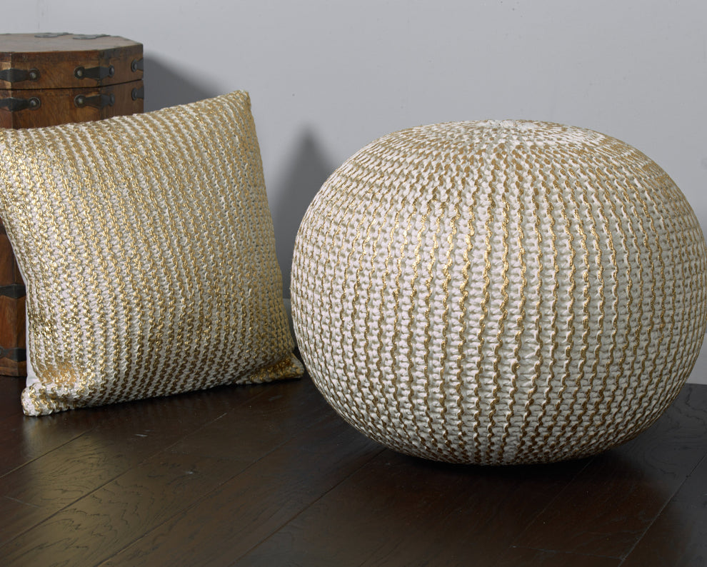 Gold 100% Cotton Ottoman By Homeroots | Ottomans | Modishstore - 4