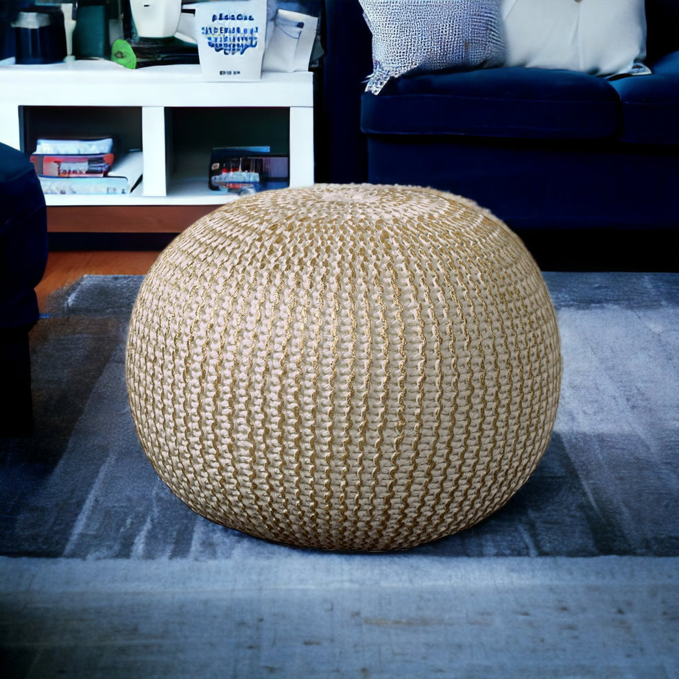 Gold 100% Cotton Ottoman By Homeroots | Ottomans | Modishstore - 2