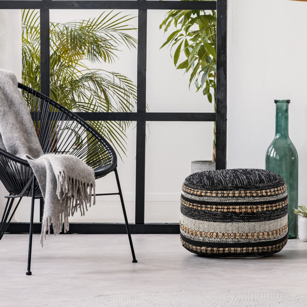 Black Pouff By Homeroots | Ottomans | Modishstore - 7