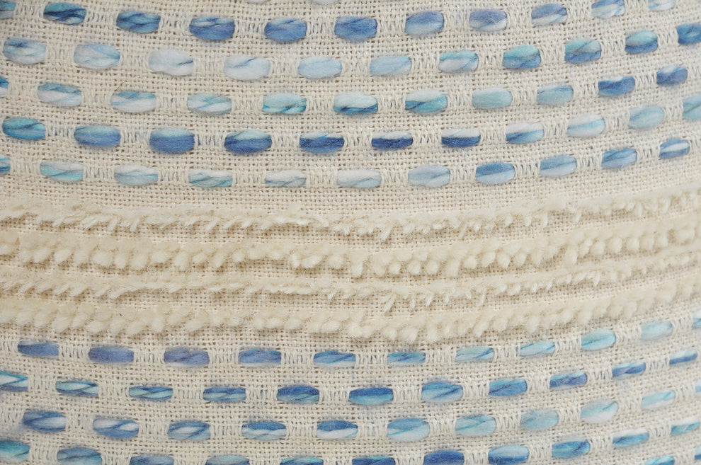 Blue Cotton Blend Ottoman By Homeroots | Ottomans | Modishstore - 5