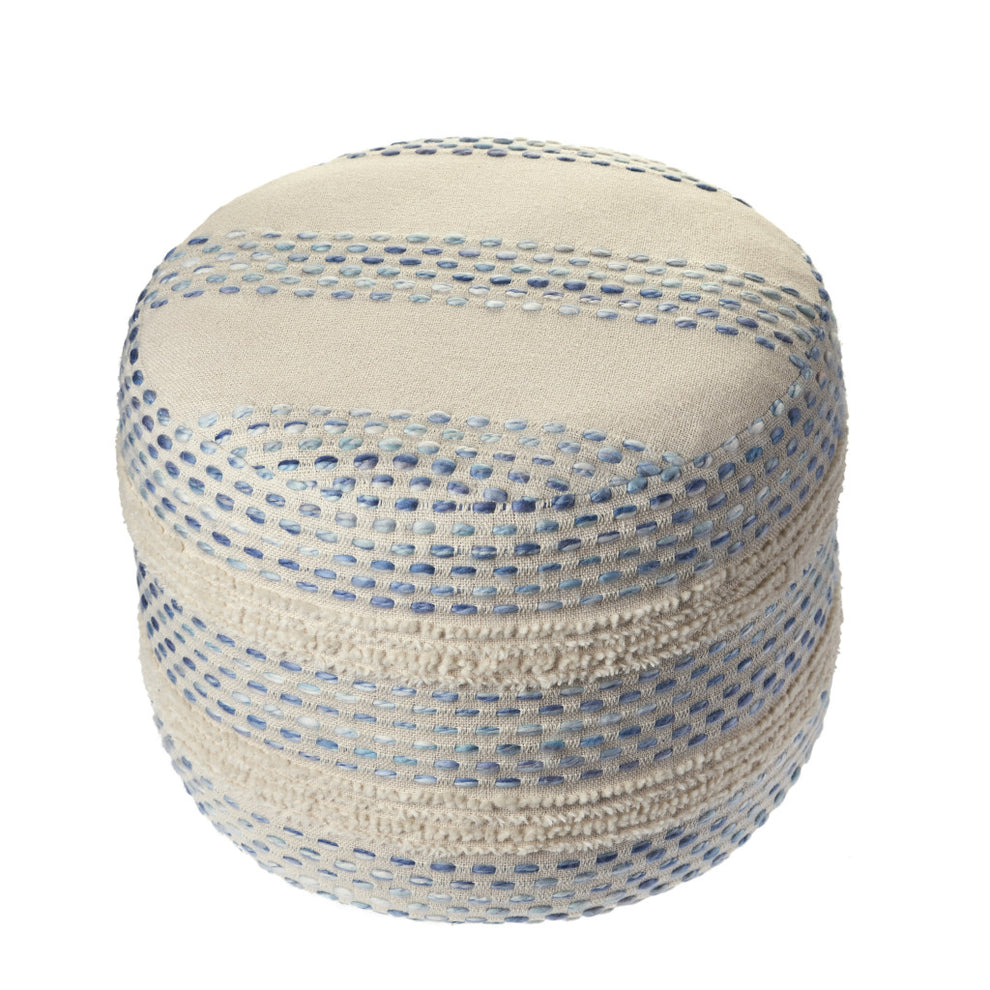 Blue Cotton Blend Ottoman By Homeroots | Ottomans | Modishstore - 2