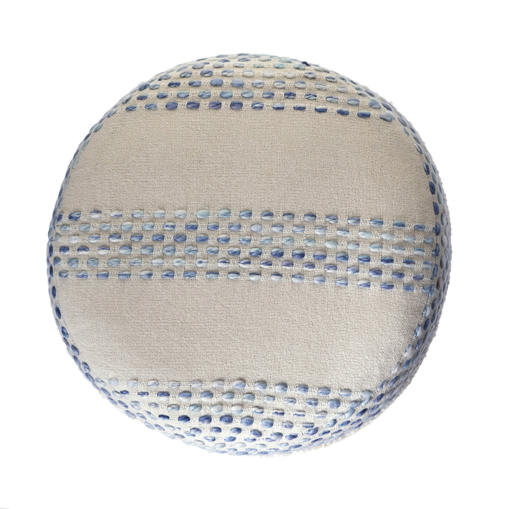 Blue Cotton Blend Ottoman By Homeroots | Ottomans | Modishstore - 3