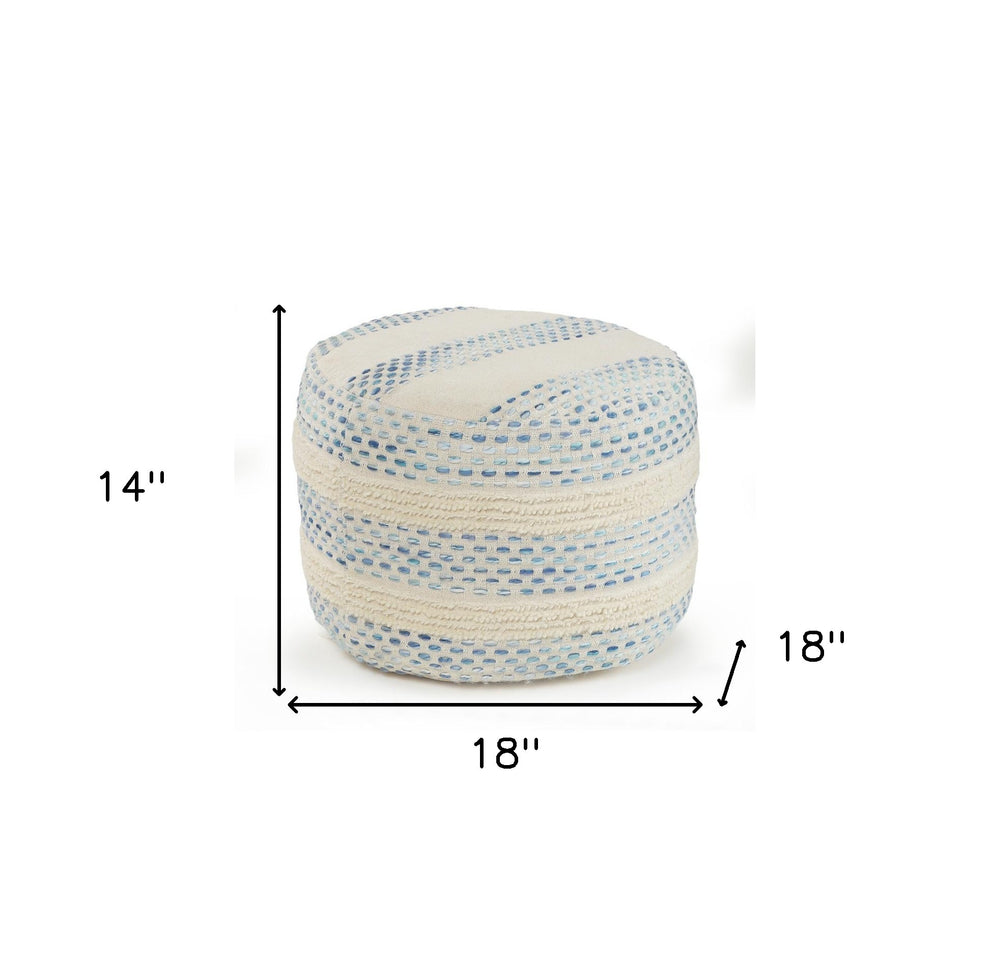 Blue Cotton Blend Ottoman By Homeroots | Ottomans | Modishstore - 8