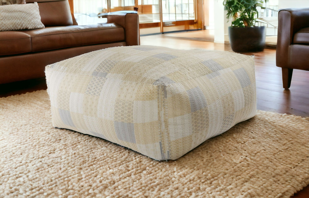 Cream 100% Cotton Ottoman By Homeroots | Ottomans | Modishstore - 2