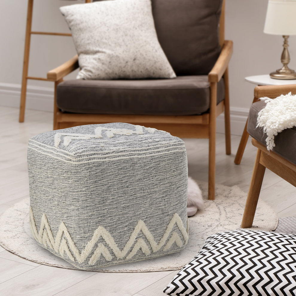 Gray Polyester Ottoman By Homeroots | Ottomans | Modishstore - 2