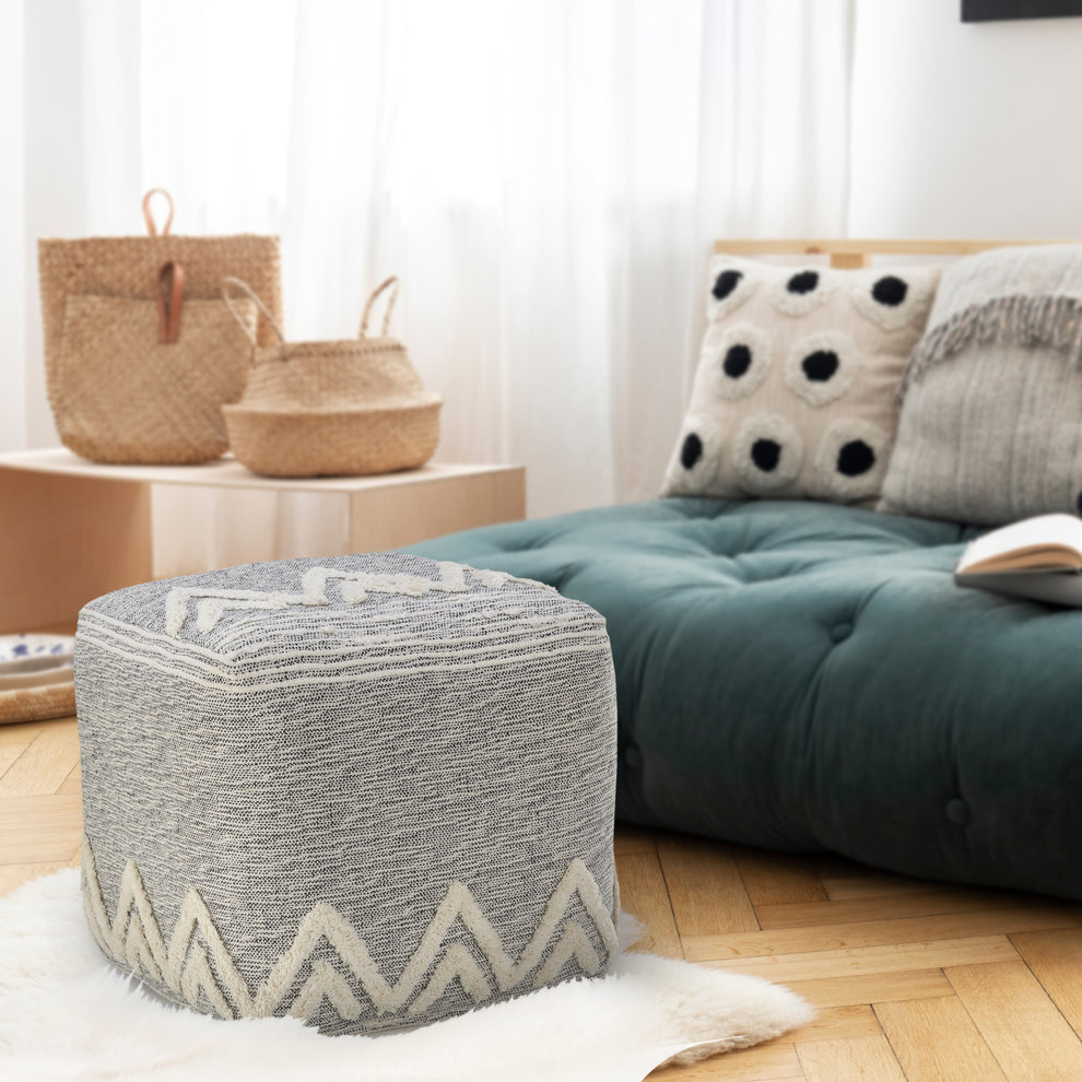 Gray Polyester Ottoman By Homeroots | Ottomans | Modishstore - 5