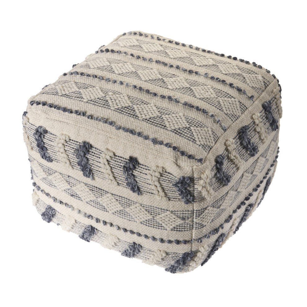 Blue Wool Ottoman By Homeroots | Ottomans | Modishstore - 6