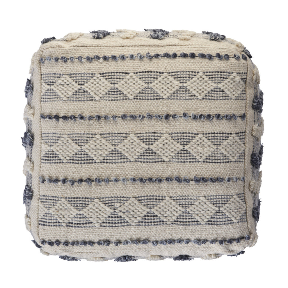 Blue Wool Ottoman By Homeroots | Ottomans | Modishstore - 8