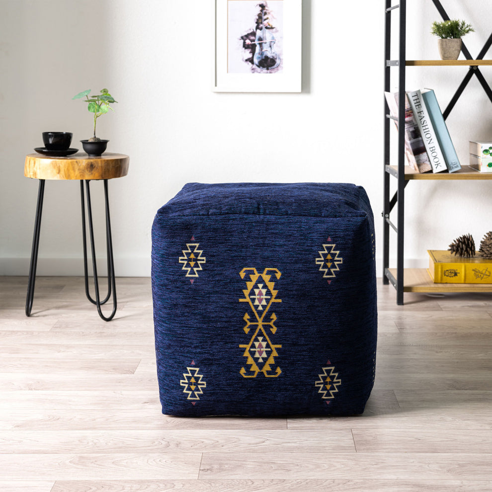 Blue Polyester Blend Ottoman By Homeroots | Ottomans | Modishstore - 4