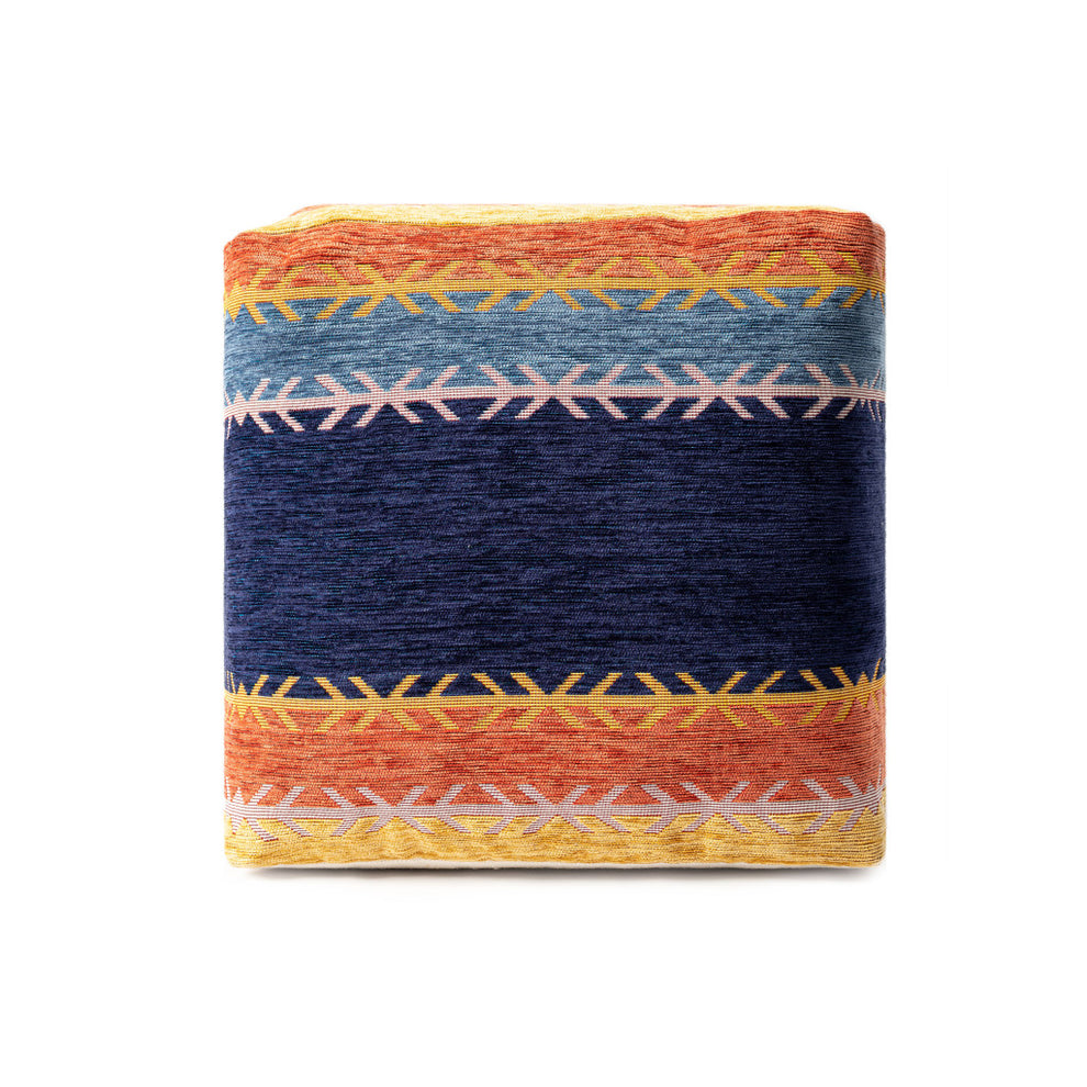 Multicolored Polyester Blend Ottoman By Homeroots | Ottomans | Modishstore - 7