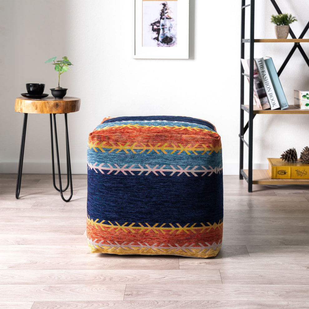 Multicolored Polyester Blend Ottoman By Homeroots | Ottomans | Modishstore - 4