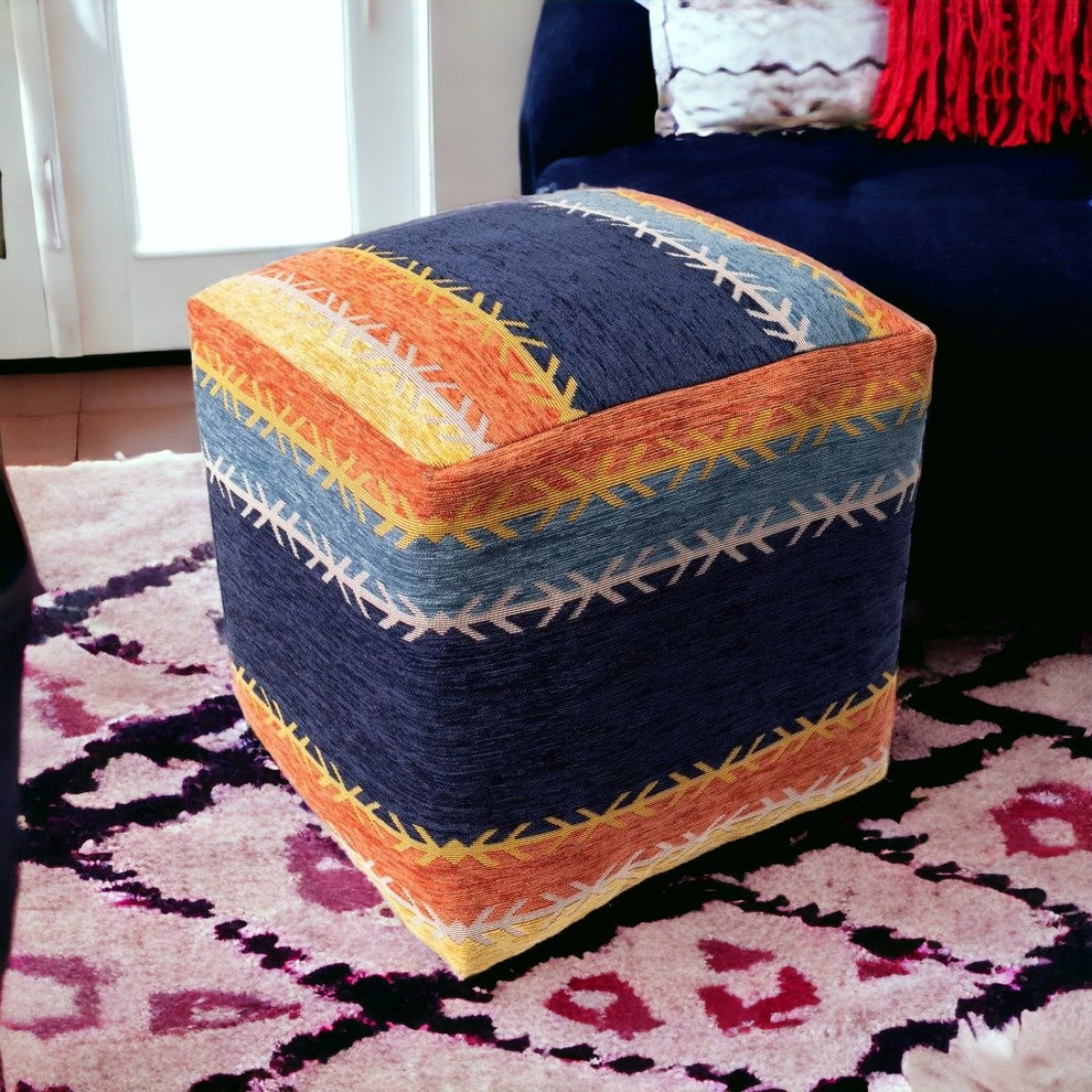 Multicolored Polyester Blend Ottoman By Homeroots | Ottomans | Modishstore - 5