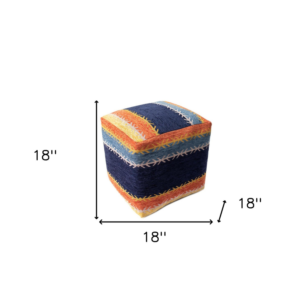 Multicolored Polyester Blend Ottoman By Homeroots | Ottomans | Modishstore - 2