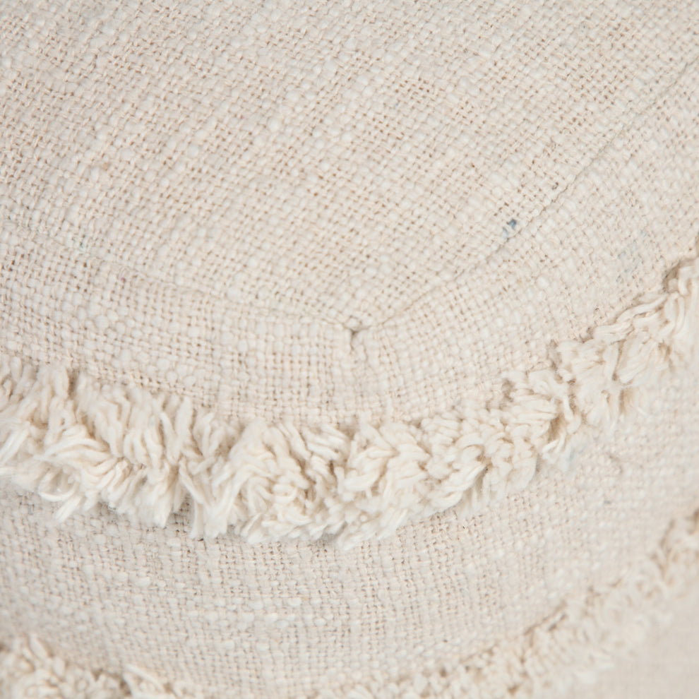 Cream Cotton Tufted Stripe Cube Pouf Ottoman By Homeroots | Ottomans | Modishstore - 2
