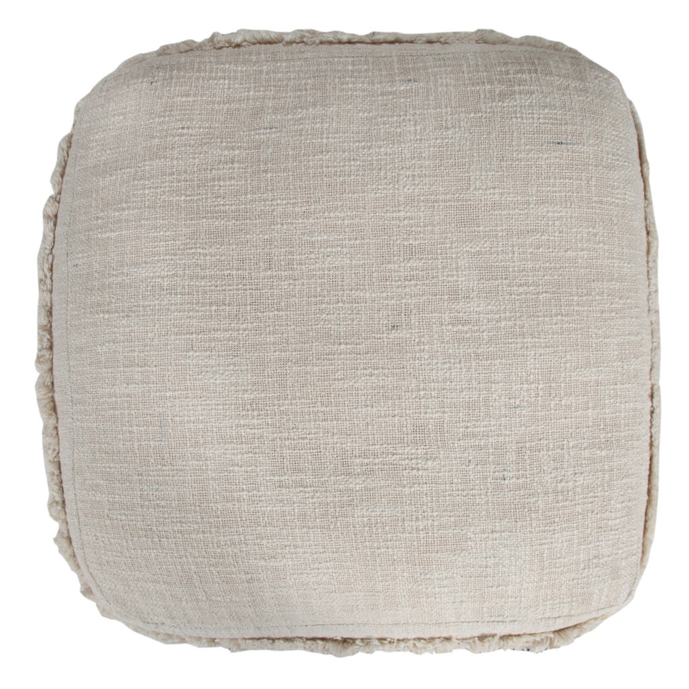 Cream Cotton Tufted Stripe Cube Pouf Ottoman By Homeroots | Ottomans | Modishstore - 6