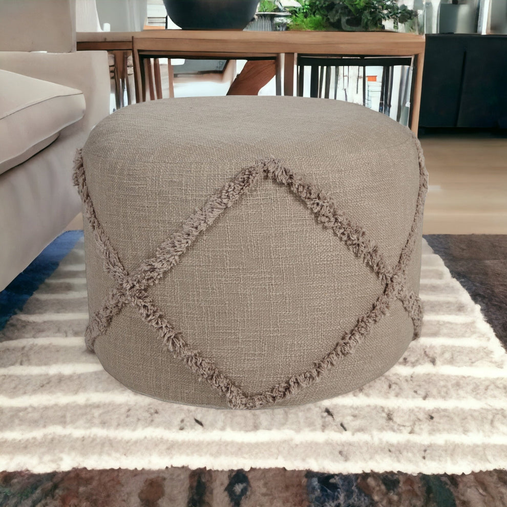 Brown 100% Cotton Ottoman By Homeroots | Ottomans | Modishstore - 8