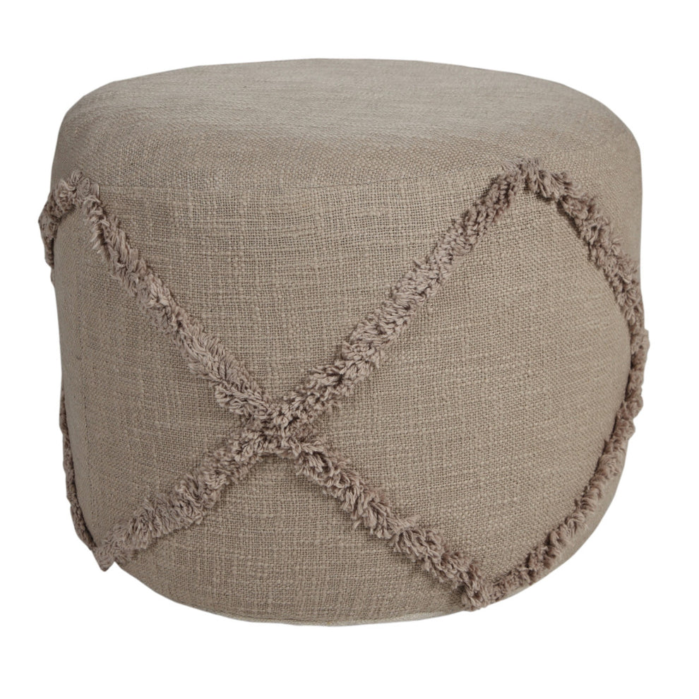Brown 100% Cotton Ottoman By Homeroots | Ottomans | Modishstore - 4