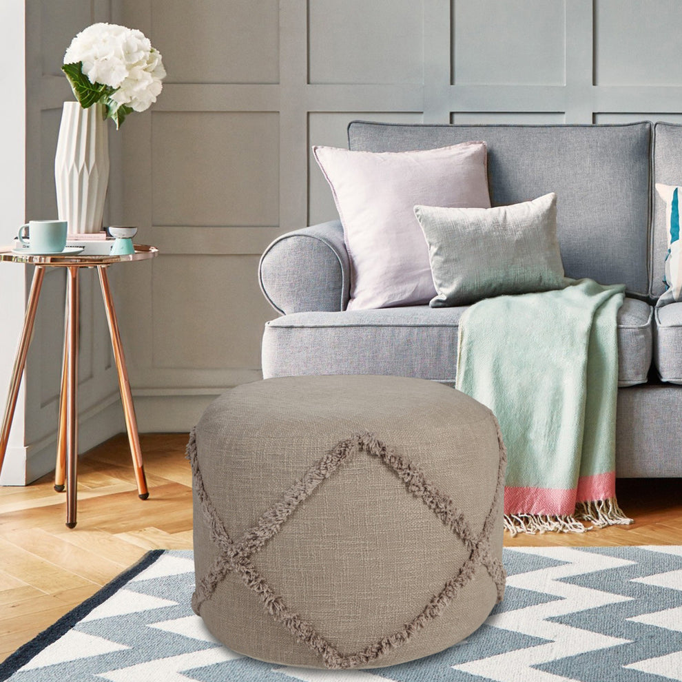 Brown 100% Cotton Ottoman By Homeroots | Ottomans | Modishstore - 6