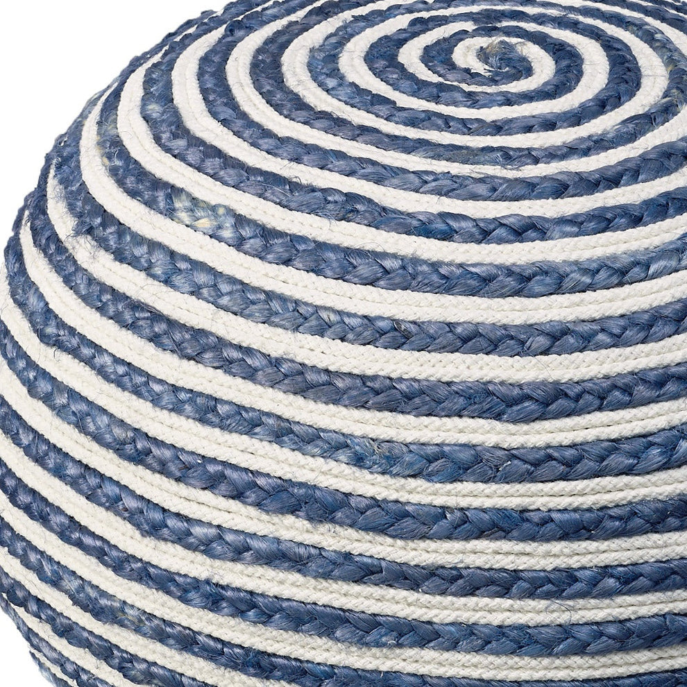 Blue Jute Ottoman By Homeroots | Ottomans | Modishstore - 3
