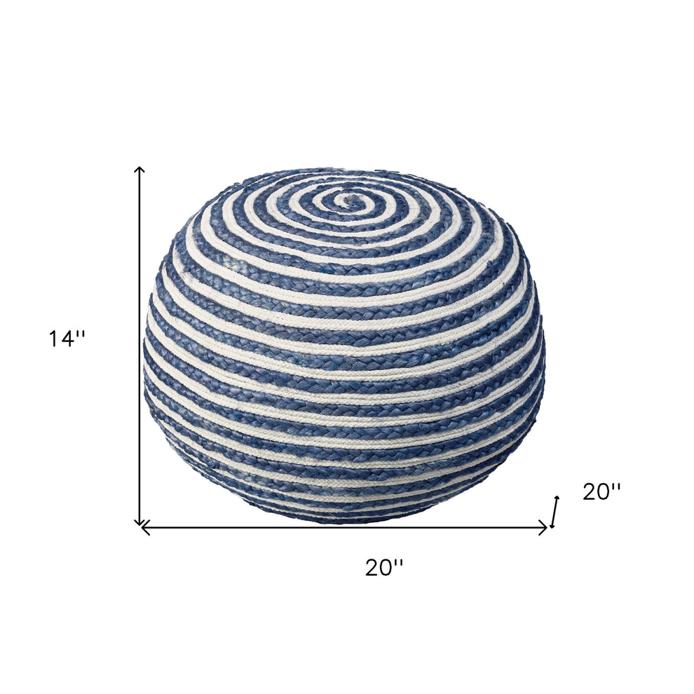 Blue Jute Ottoman By Homeroots | Ottomans | Modishstore - 6