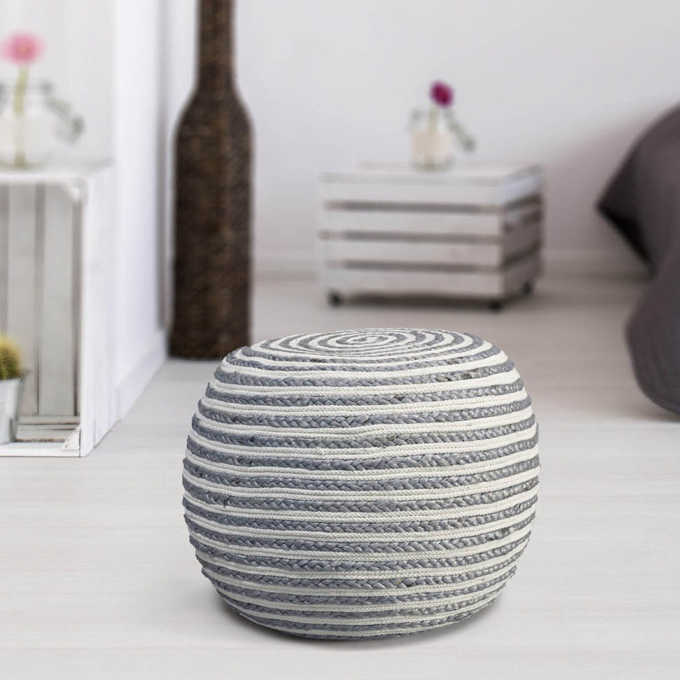 Gray Jute Ottoman By Homeroots | Ottomans | Modishstore - 4