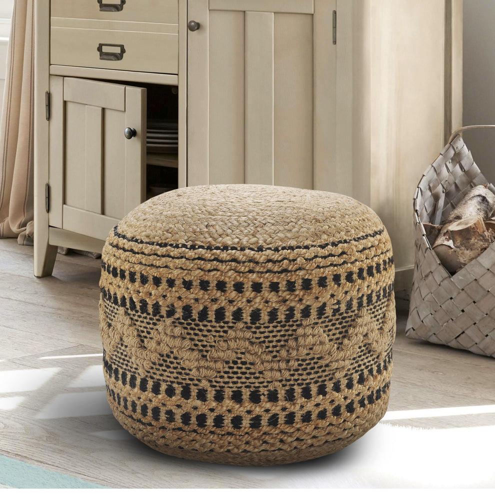 Tan Pouff By Homeroots | Ottomans | Modishstore - 8