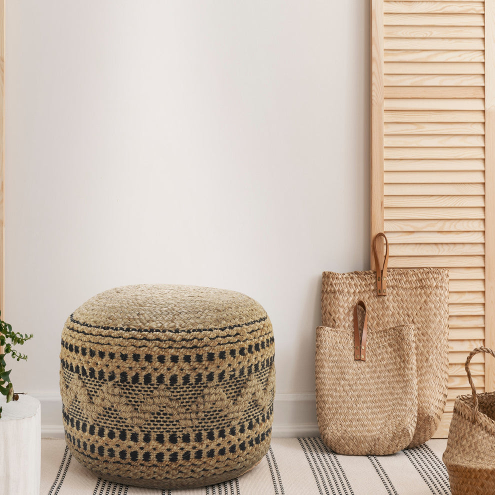 Tan Pouff By Homeroots | Ottomans | Modishstore - 7