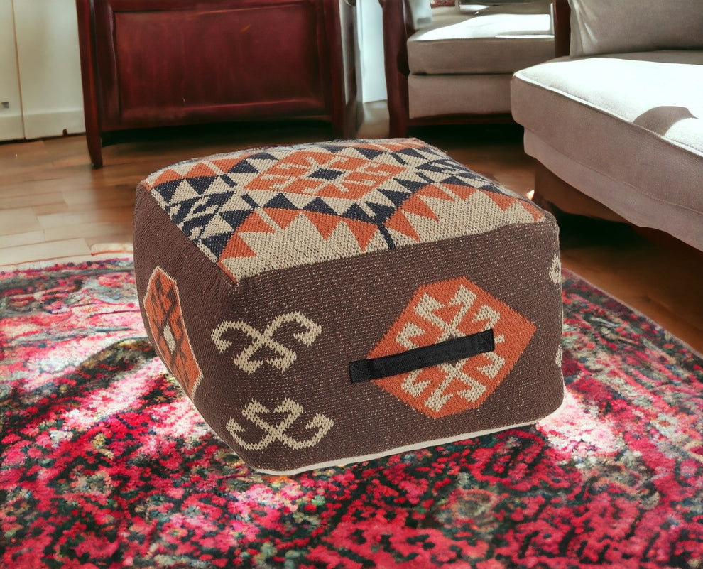 Brown Cotton Blend Ottoman By Homeroots | Ottomans | Modishstore - 4