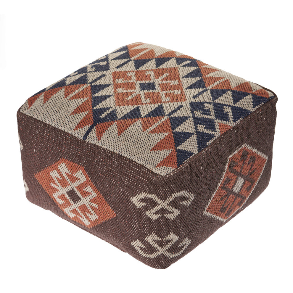 Brown Cotton Blend Ottoman By Homeroots | Ottomans | Modishstore - 2