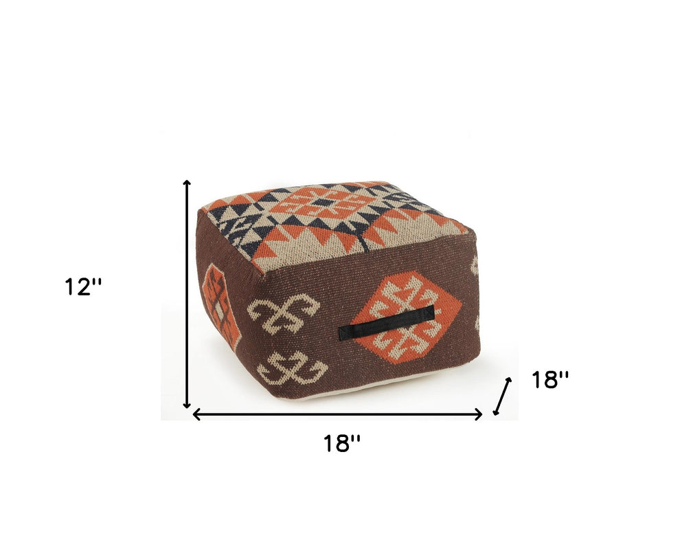 Brown Cotton Blend Ottoman By Homeroots | Ottomans | Modishstore - 6