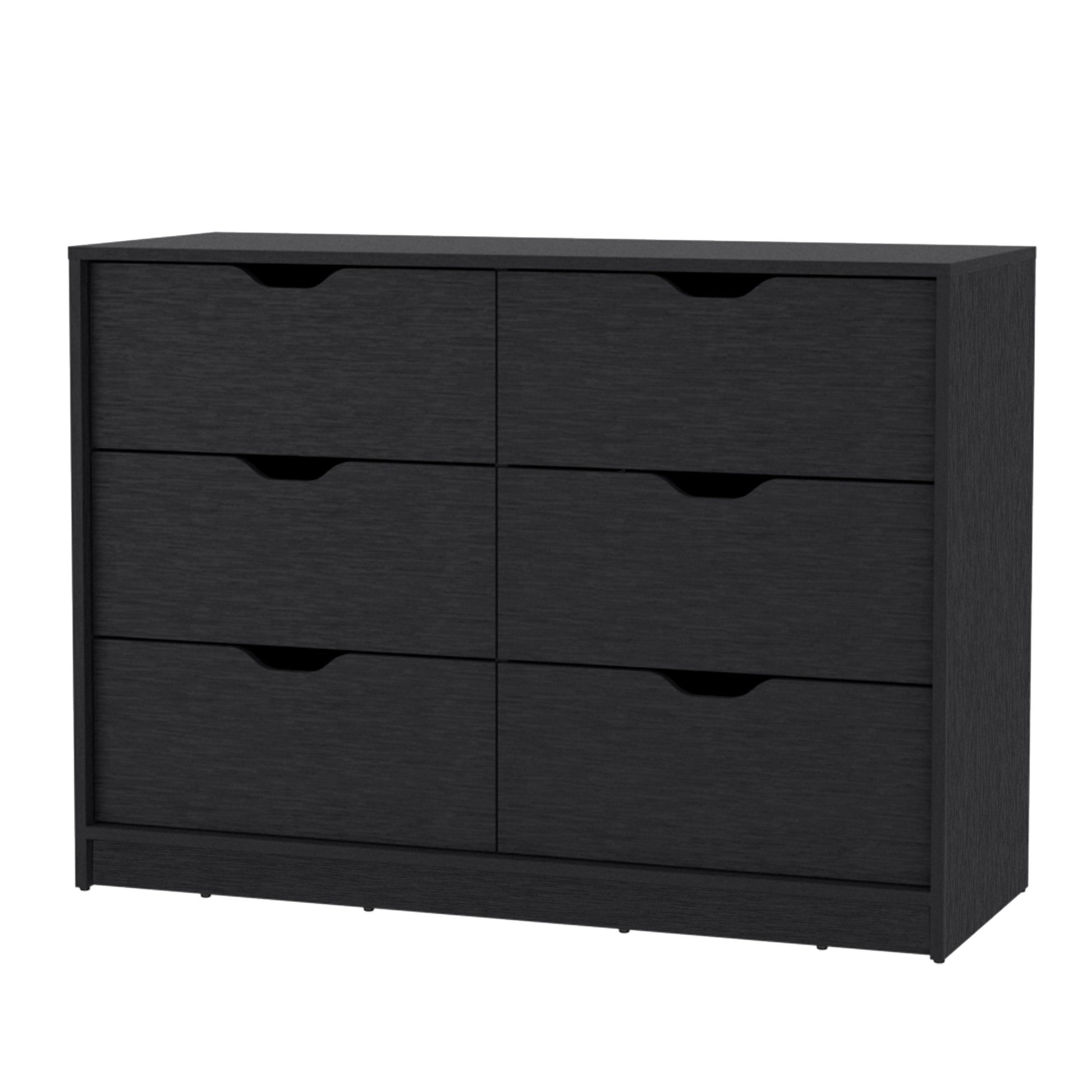 Black Manufactured Wood Six Drawer Modern Dresser By Homeroots | Dressers | Modishstore - 2