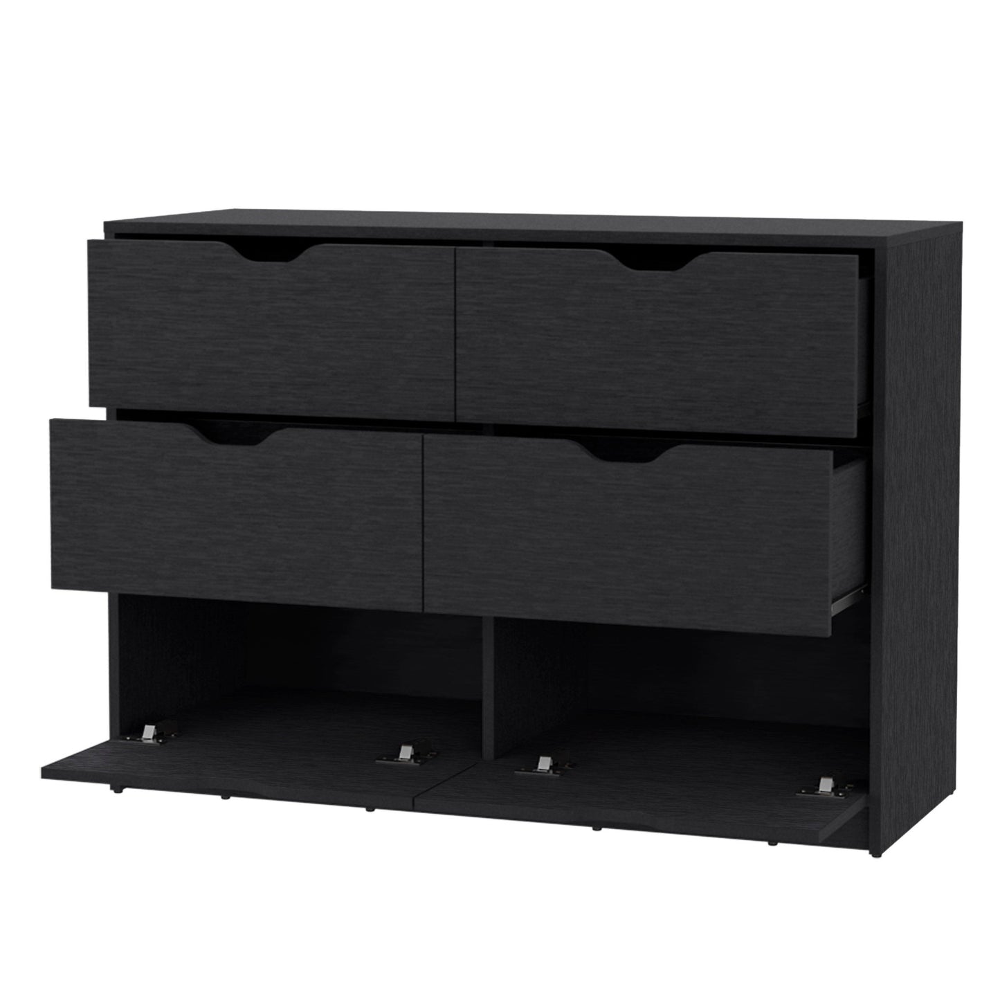 Black Manufactured Wood Six Drawer Modern Dresser By Homeroots | Dressers | Modishstore - 1