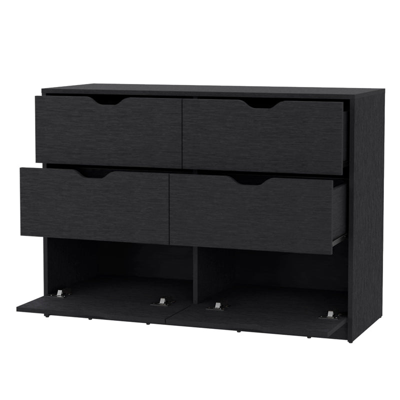 Black Manufactured Wood Six Drawer Modern Dresser By Homeroots | Dressers | Modishstore - 1