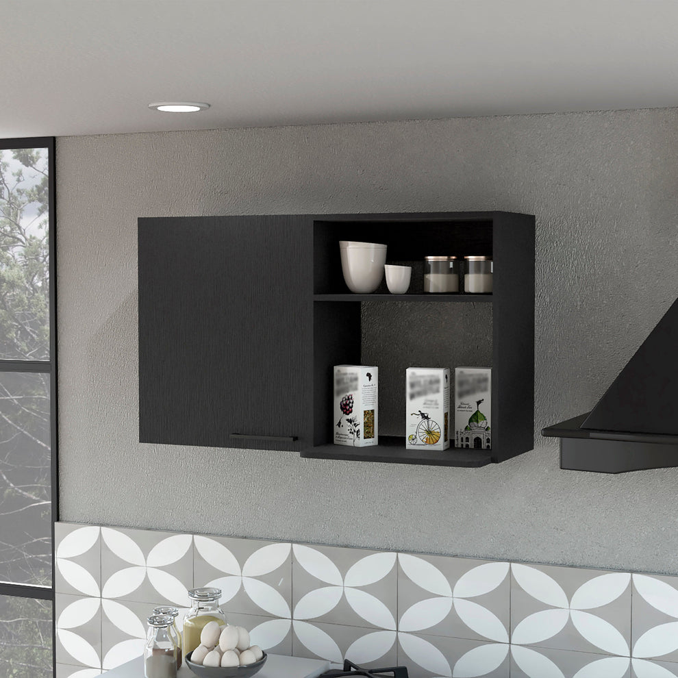 Black Accent Cabinet With Two Shelves By Homeroots | Cabinets | Modishstore - 7