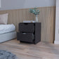 Black Two Drawer Nightstand With Integrated Tech By Homeroots | Nightstands | Modishstore - 3