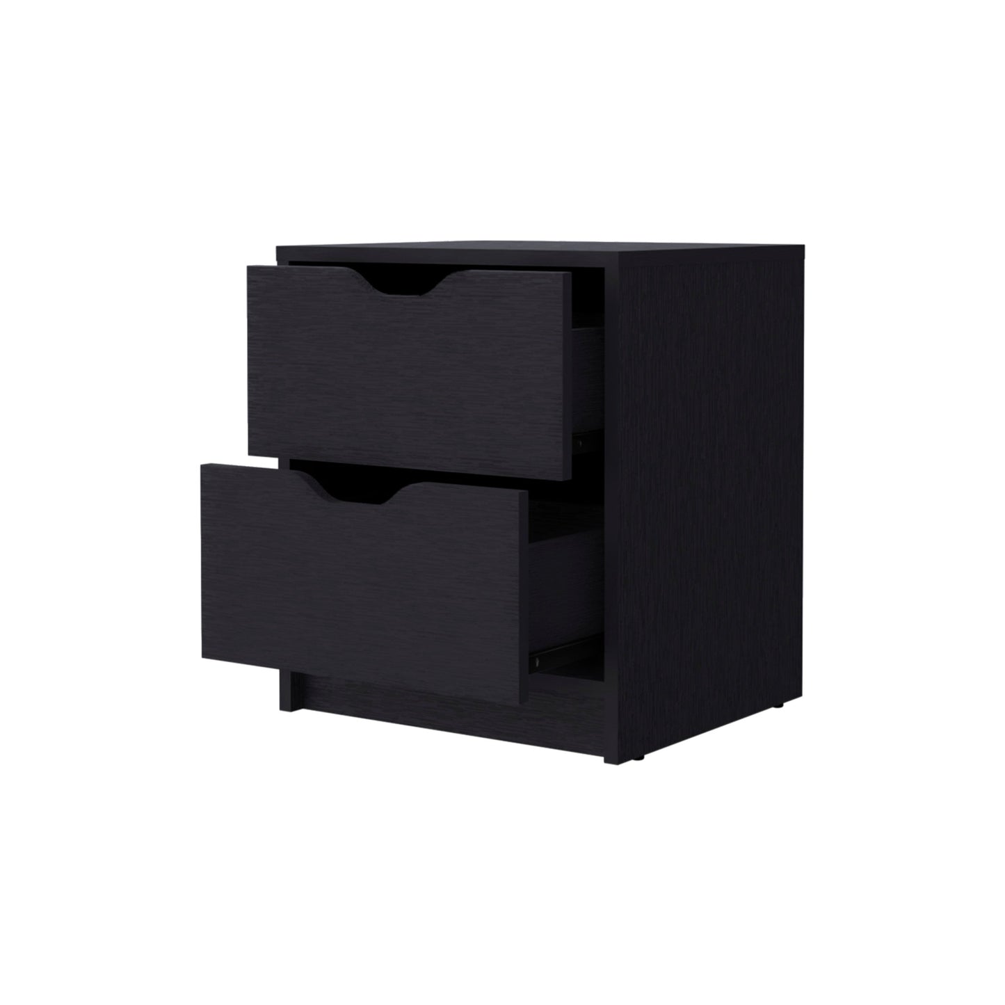 Black Two Drawer Nightstand With Integrated Tech By Homeroots | Nightstands | Modishstore - 1